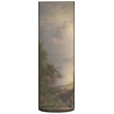 Imagem de Vaso cilíndrico vaso de flores mar Egeu Frederic Edwin igreja vaso de flores alto plástico impressão personalizada decoração de casa sala de estar, 30 cm x 9,9 cm