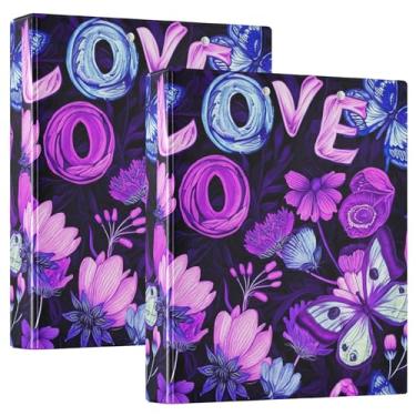 Imagem de Fichários personalizados borboletas flores amor dia dos namorados 3,8 cm, 3 anéis, 200 folhas, caderno, impressão, anel redondo, fichário de escritório, 31,5 x 27 x 6 cm, 1 pacote