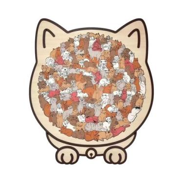 Imagem de Quebra-Cabeça De Madeira Para Amantes De Gatos Com 135 Peças, Peças Ir