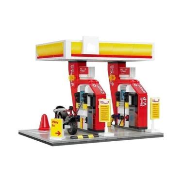 Imagem de Blocos De Montar DIY Para Crianças Modelo MOC Estação De Combustível D
