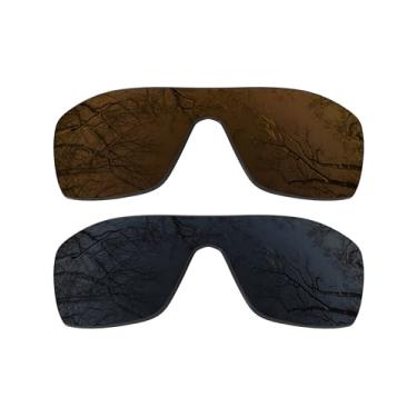 Imagem de ToughAsNails 2 pares de lentes polarizadas de substituição compatíveis com óculos de sol Oakley Batwolf OO9101, Bronze marrom, One Size