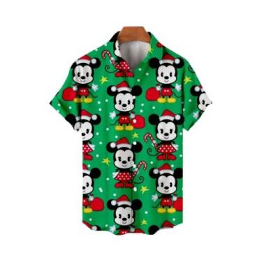 Imagem de 2025 Natal Novo Mickey Anime 3D Impresso Gola Masculina Camisa de Mang