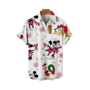 Imagem de 2025 Natal Novo Mickey Anime 3D Impresso Gola Masculina Camisa de Mang