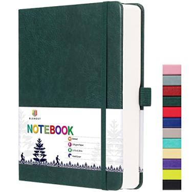 Imagem de BLUMOST Caderno pontilhado – Diário de grade pontilhada A5 com 280 páginas, papel grosso de 100 g/m², capa dura de couro para mulheres e homens, 14 cm × 21 cm - verde escuro
