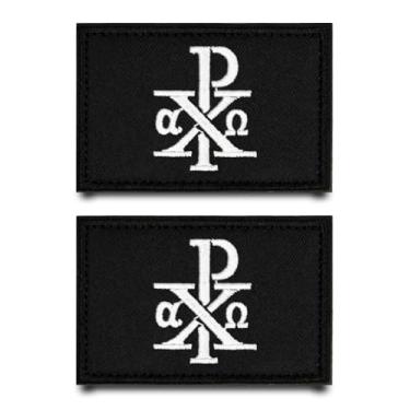 Imagem de 2 peças Chi-Rho Retrô Religion Patch Bordado Gancho e Laço Cristianismo Patch Emblema Fixador Bandeira Militar Aplique Acessórios para Roupas, Colete, Jaqueta, Chapéus, Jeans, Camiseta, Mochila