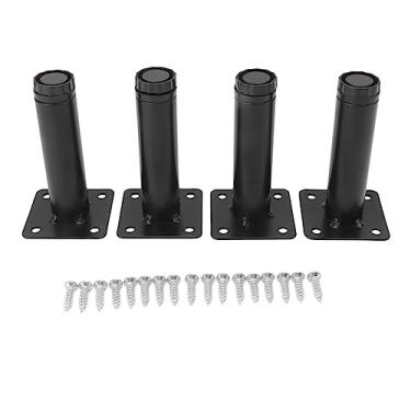 Imagem de Pernas de móveis, pernas de metal ajustáveis pretas com base de aço inoxidável para prateleira de mesa de armário, pacote com 4