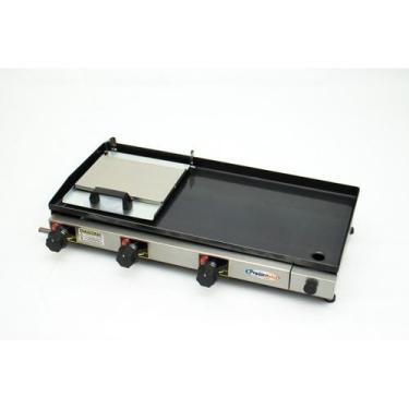 Imagem de Chapa Chapeira De Lanches Porções Hambúrguer a Gás 70x30cm 3 Queimador