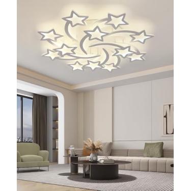 Imagem de Luminárias de teto LED modernas para quartos, lustre de teto preto com intensidade regulável e controle remoto, luminárias de embutir brancas, próximas ao teto, para estudos e escritórios (b