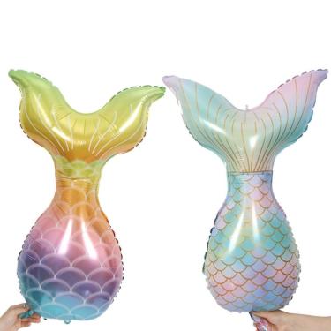 Imagem de Balões Mylar, 2 peças de caudas de sereia para decoração de festas