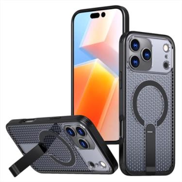 Imagem de Capa de celular dobrável com dissipação de calor magnética para iPhone 17 Air 16e 16 15 14 13 12 11 Pro Max com protetor de lente (para iPhone 14 Plus/Preto)
