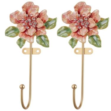 Imagem de Weysat 2 ganchos decorativos de parede ganchos de parede porta-chaves vintage porta-chaves fofo para casaco fofo, casacos, roupas, chapéus, toalhas, banheiro, casa, jardim, escritório (flor)