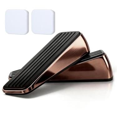 Imagem de Weelott Pacote com 2 batentes de porta, batente de porta de liga de zinco com base de borracha antiderrapante, cunha de porta resistente para parte inferior da porta, suporte de porta para manter