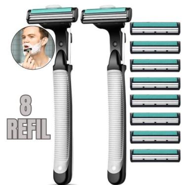 Imagem de Kit 2 Barbeador Premium com 8 Recargas Fita Lubrificante e 2 Lâminas P