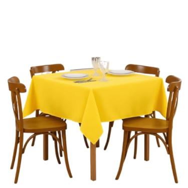 Imagem de Toalha de Mesa Lisa Quadrada 4 Lugares Tecido Oxford – Cores Modernas e Duráveis(AMARELO)