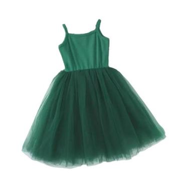 Imagem de Vestido De Princesa Em Tule Verde Escuro Para Meninas, Alças Finas, Se
