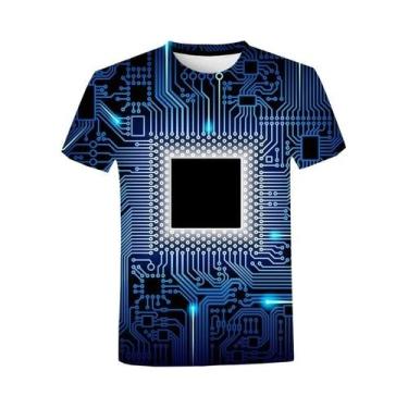 Imagem de Camiseta Gráfica Unissex Com Estampa De Placa De Circuito 3D, Manga Cu