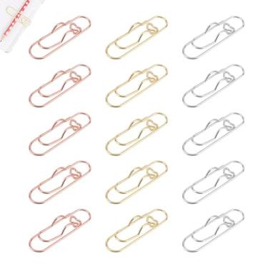 Imagem de Goktvai 30 peças de clipes de metal para cadernos, porta-canetas de clipe de papel em forma de coração para livros, agendas, planejadores de escritório e material escolar (ouro, ouro rosa, prata)