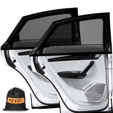 Imagem de PEYOU Persianas de janela de carro para bebê, pacote com 2, protetor solar de carro de elastano elástico e respirável para acampamento, bloqueia raios UV e brilho solar para crianças/adultos/animais