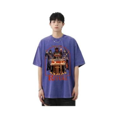 Imagem de Camiseta Masculina De Verão Em Algodão Estilo Hip Hop, Respirável, Cor