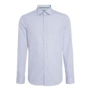 Imagem de Camisa Dudalina Masculina Slim Superfine Cotton Mini Xadrez Azul/Branca-Masculino