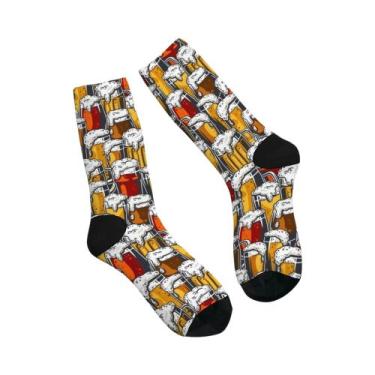 Imagem de Meias Vintage Com Tema De Cerveja, Unissex, Elásticas, Casuais, Para F