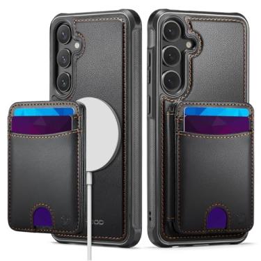 Imagem de owlhold Capa carteira para Samsung Galaxy S26, compatível com MagSafe e bloqueio de RFID 2 em 1, capa dobrável dobrável, estilo de suporte de couro PU removível, capa de telefone para Samsung Galaxy