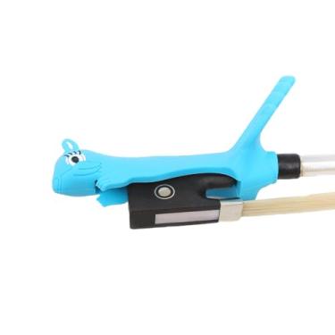 Imagem de Conboxus Suporte de arco de violino/viola Aderência de arco de violino para iniciantes, acessório de auxílio de ensino, dedo de proteção suave, cores brilhantes em forma de esquilo fofo (azul)