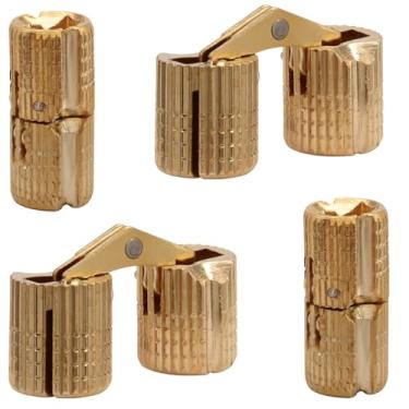 Imagem de LifCratms Pacote com 8 dobradiças ocultas de latão de 10 mm, dobradiças ocultas para móveis com ângulo de abertura de 180 graus para caixa de joias, artesanato artesanal