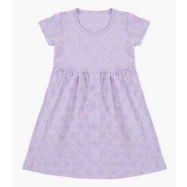 Imagem de Vestido Infantil Manga Curta Estampado Biju Kids Roxo, 4, Roxo