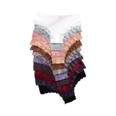 Imagem de Calcinhas Brasileiras De Algodão Com Renda Para Mulheres, 11 Peças, Se