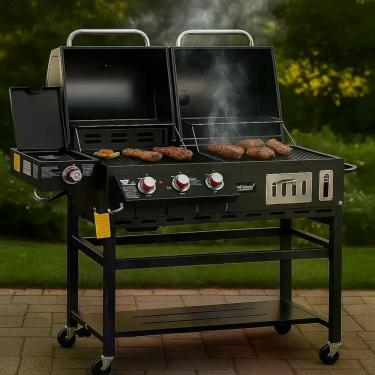 Imagem de Churrasqueira a Gás com 3 Queimadores Aço 67x128x155cm Preto Mr Beef