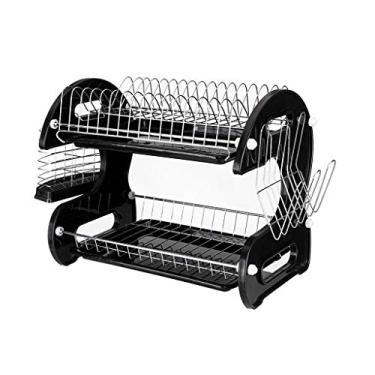 Imagem de Cozinha 2 camadas ferro cromado tigela multifunções prato escorredor copo armazenamento prateleira suporte organizador para ferramenta de armazenamento