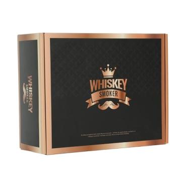 Imagem de Kit de defumador de uísque elétrico, 2 moldes e copos de bola de gelo, sem necessidade de butano, kit de defumador antiquado com 6 lascas de madeira, isqueiro embutido e luz LED, presentes para homens