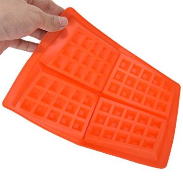 Imagem de Molde de Silicone para Waffles 4 Cavidades Antiaderente e Reutilizável Bolo Chocolate Muffin Café da Manhã Pizza Pão Mousse Pudim Acessório Prático Co