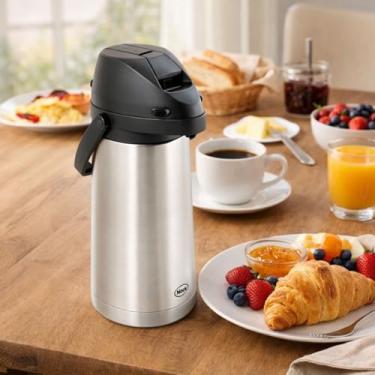 Imagem de Garrafa Térmica 1,9 Litros em Aço Inox com Sistema de Pressão,Ideal para Café, Chá e Bebidas Geladas