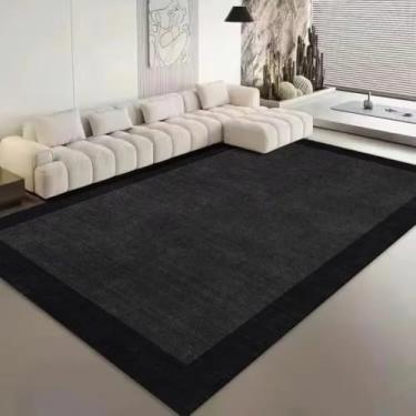 Imagem de Tapete minimalista nórdico simples para sala de estar, preto, para decoração de quarto, confortável e macio, ideal para mesa e chão (200x250cm 78,7x98in/Flanela-1)
