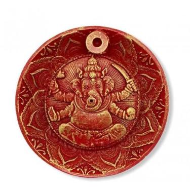 Imagem de Incensário Cascata Prato Ganesha Vermelho 12 Cm Em Resina - Lua Místic