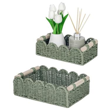 Imagem de CubesLand Cestas decorativas de borda recortada para casa, sala de estar, cesta de armazenamento de papel higiênico para prateleira de vaso sanitário, mesa de extremidade, prateleiras e muito mais