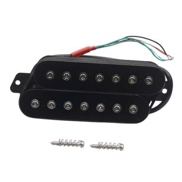 Imagem de Esquirla Captador Humbucker de 7 cordas, trastes em leque com parafusos e mola, saída com fio de 4 núcleos, baixo ruído, pré-cabeado para bobina dupla, Preto E Prata 52mm