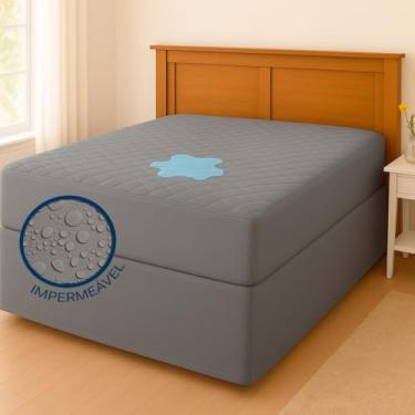 Imagem de Capa de colchão impermeável, proteção de quatro camadas, laterais em tela, fácil de limpar.(Cinza,King)