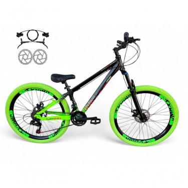 Imagem de Bicicleta Aro 26 Vikingx Tuff X44 Freeride Freio Hidráulico 21v Aros Vmaxx Dh Pneu Flame - Preto-verde