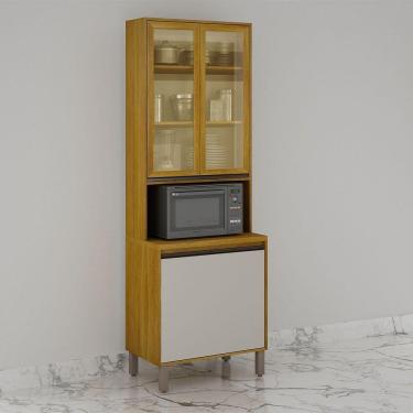 Imagem de Paneleiro Cristaleira Nala 2 Portas P Microondas Mobilihouse Cinamomo/off White