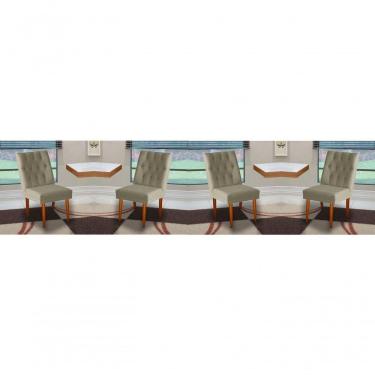 Imagem de Jogo 04 Cadeiras De Jantar Estofada Cozinha Paris Suede Bege Do Lar Móveis