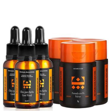 Imagem de Kit 03 Óleo Barba Goot Wood + 03 Pomada Em Pó Pulvus Embaixador 30Ml