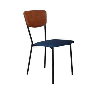 Imagem de Cadeira Vintage Retrô Fixa C-4 Pés 425 X505 X 830 Mm C-1 Un. Cy.az.jeans-cn.cml Azul Jeans-cn.caramelo