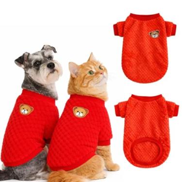 Imagem de Suéter Apeluciado Vermelho Moletom Roupa Pet Quentinha para Pequeno Porte