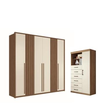 Imagem de Kit Guarda Roupa 6 Portas E Cômoda Eric Jatoba Areia