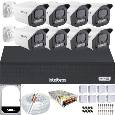 Imagem de Kit 8 Câmeras Full Color C/Áudio Dvr Intelbras 8ch 500GB