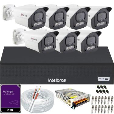 Imagem de Kit 7 Câmeras Full Color C/Áudio Dvr Intelbras 8ch 2TB Purple