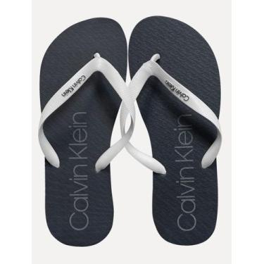 Imagem de Chinelo Calvin Klein Swimwear Silk Waves Logo Azul Marinho Tamanho Cal